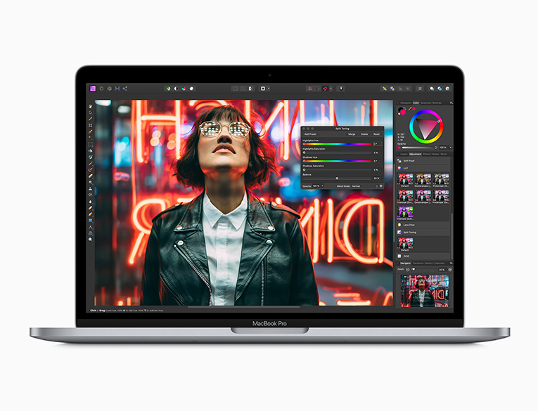 The 13-inch MacBook Pro delivers up to 80 percent faster graphics performance for 4K video editing