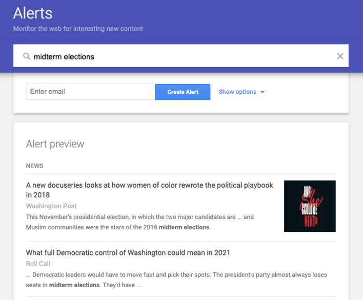 Preview of Google Alerts