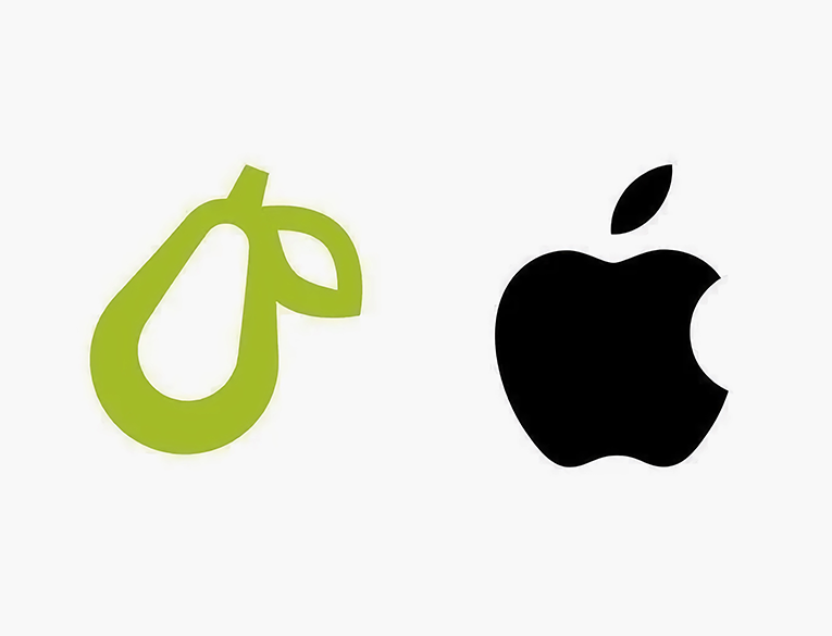 Prepear's logo on the left vs. Apple's logo on the right