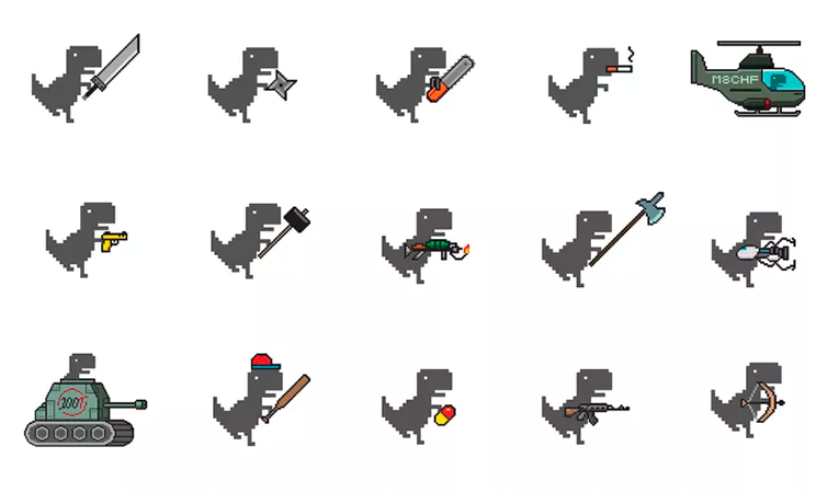 A variety of 26 weapons in Dino Swords
