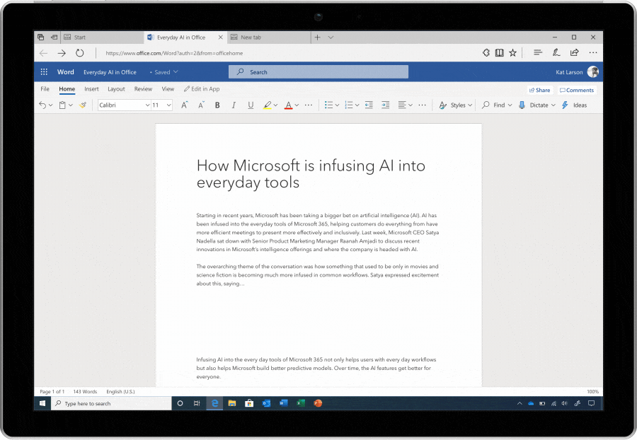 Microsoft Transcribe in Word feature