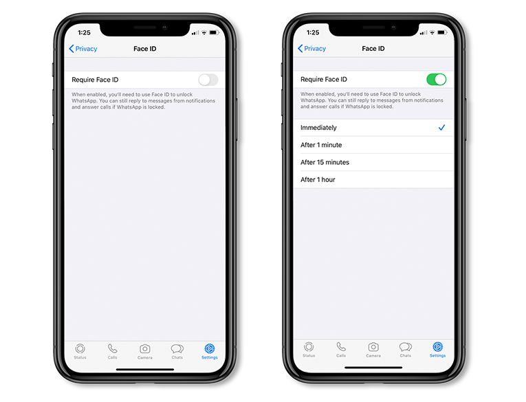 How to enable Touch ID and Face ID in WhatsApp