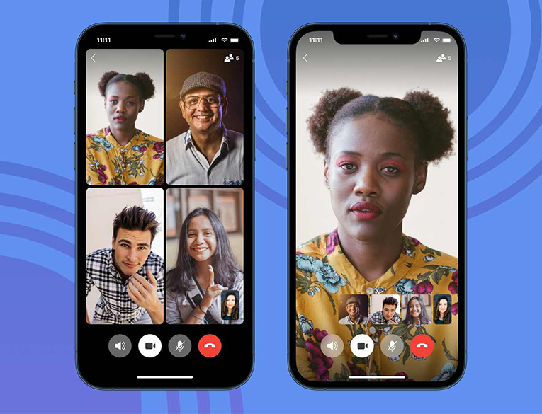 The grid view of Signal video calls