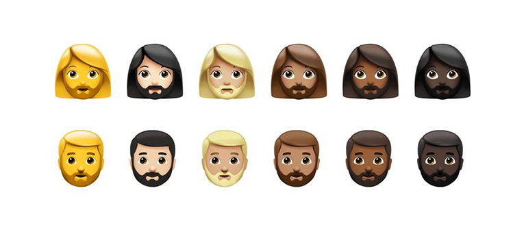 Emojis with various beard options