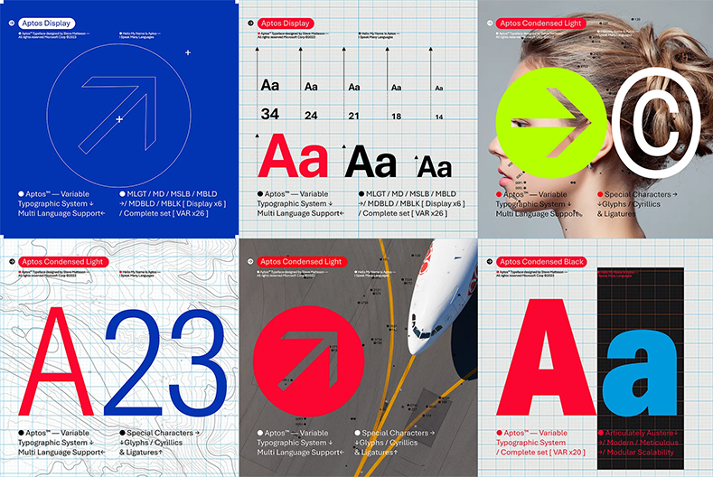 Examples of the new Aptos font from Microsoft