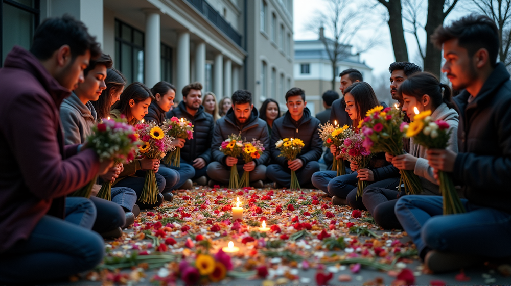A Heartfelt Tribute to Charlie Kirk: Supporters Gather with Flowers and Prayers