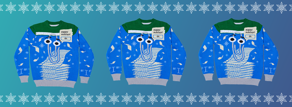Microsoft Introduced This Year's Ugly Christmas Sweater Featuring Clippy in the 90s Graphic Style